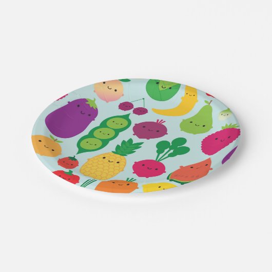 5 A Dagelijkse groenten en fruit Papieren Bordje (Gekanteld)