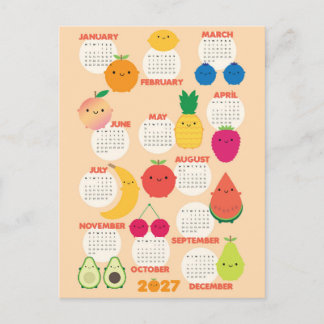 5 A Day Kawaii Fruitkalender 2027 Briefkaart