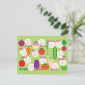 5 A Day Kawaii Groenten 2025 Kalender Briefkaart (Staand voorkant)