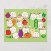 5 A Day Kawaii Groenten 2025 Kalender Briefkaart (Voorkant)