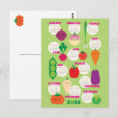 5 A Day Kawaii Groenten 2026 Kalender Briefkaart (Voorkant / Achterkant)