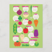 5 A Day Kawaii Groenten 2026 Kalender Briefkaart (Voorkant)