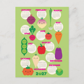 5 A Day Kawaii Groenten 2027 Kalender Briefkaart