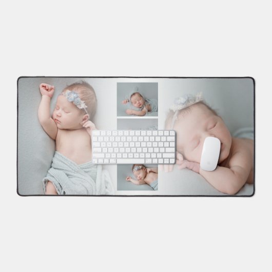 5 Aangepaste Baby Foto's Collage Overlay Bureaumat (Keyboard & Muis)