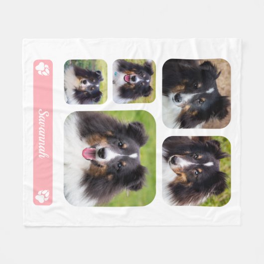 5 Aangepaste Sjabloon voor fotocollage met naam op Fleece Deken (Voorkant (Horizontaal))