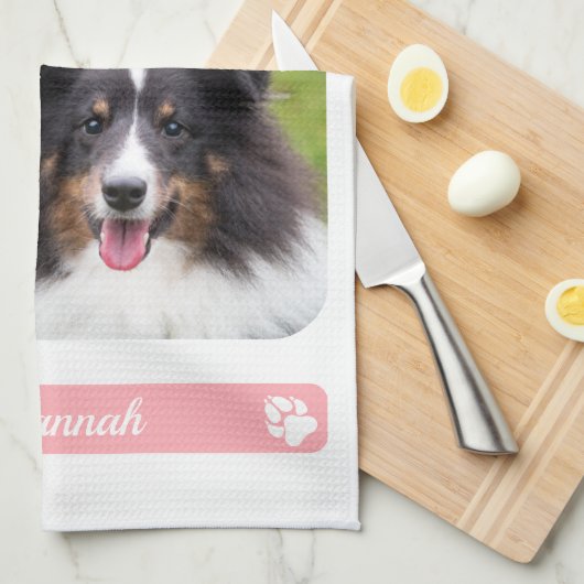 5 Aangepaste Sjabloon voor fotocollage met naam op Theedoek (Quarter Fold)