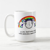 5 AM Needs Unicorns Koffiemok (Links)