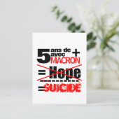 5 ans + Macron = SUICIDE - Briefkaart (Staand voorkant)