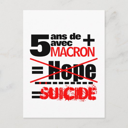 5 ans + Macron = SUICIDE - Briefkaart (Voorkant)