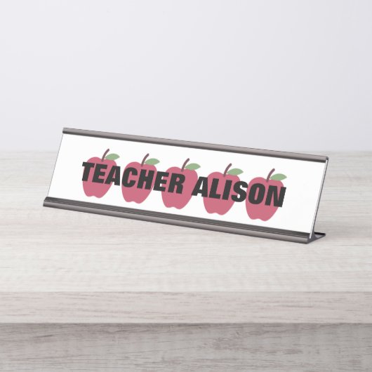 5 Apple Teacher  Name Bord Bureau Naambordje (Voorkant)