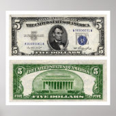 $5 Bankbiljet, Silver Certificate, serie van 1953 Poster (Voorkant)