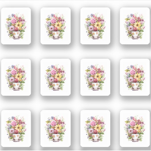 5 Beker van Bloemen Sticker (Voorkant)