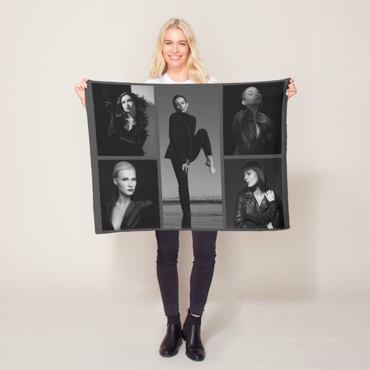 5 bewerkbare fotocollage fleece deken (In situ)