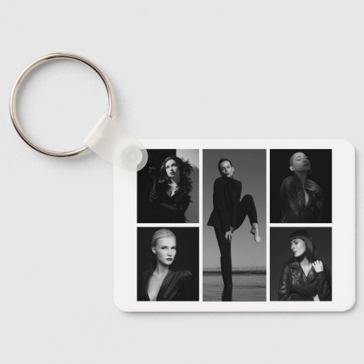 5 bewerkbare fotocollage-Sleutelhanger Sleutelhanger (Achterkant)