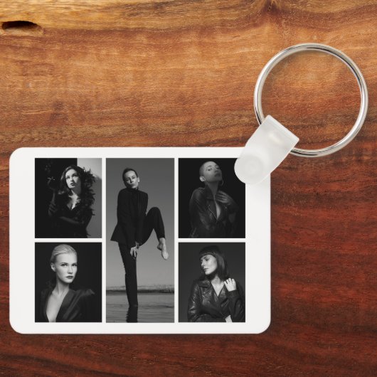 5 bewerkbare fotocollage-Sleutelhanger Sleutelhanger (Voorkant)