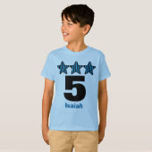 5 "Birthday Boy Stars Big Number" Aangepaste naam  T-shirt (Voorkant volledig)