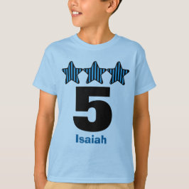 5 "Birthday Boy Stars Big Number" Aangepaste naam  T-shirt
