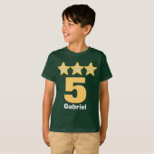 5 Birthday Boy Stars Big Number Aangepaste naam V1 T-shirt (Voorkant volledig)