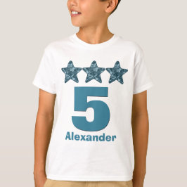 5 Birthday Boy Stars Big Number Custom Name V03 T-shirt