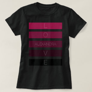 5 Black Paars Gradient Stripes Gepersonaliseerd Na T-shirt