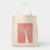 5 blauwe vogels in een boomzak tote bag (Voorkant)
