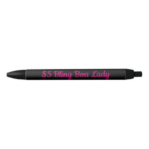 $5 Bling Boss Lady Zwarte Inkt Pen