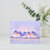 5 BLUEBIRDS OP EEN WIRE DOOR SHARON SHARPE BRIEFKAART (Staand voorkant)