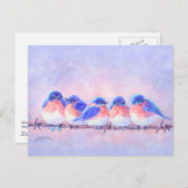 5 BLUEBIRDS OP EEN WIRE DOOR SHARON SHARPE BRIEFKAART (Voorkant / Achterkant)