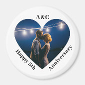 5 bruiloft Jubileum paar Keepsake hart foto Magneet (Voorkant)