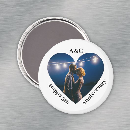 5 bruiloft Jubileum paar Keepsake hart foto Magneet
