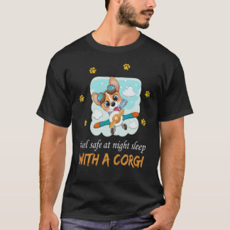 5 Cartoon Corgi vliegt op een vliegtuig royalty-vr T-shirt