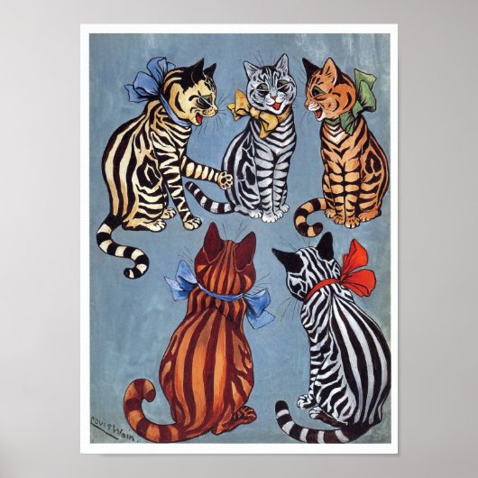5 Charming Cats Louis Wain Poster (Voorkant)
