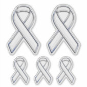 5 Chrome Style Print Wit Ribbon Bewustzijn Sticker (Voorkant)