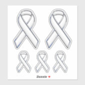 5 Chrome Style Print Wit Ribbon Bewustzijn Sticker (Vel)