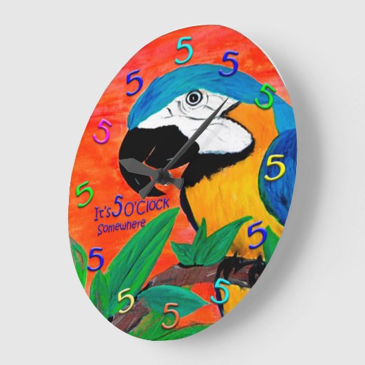 5 Clock parrot walclock Grote Klok (Hoek)