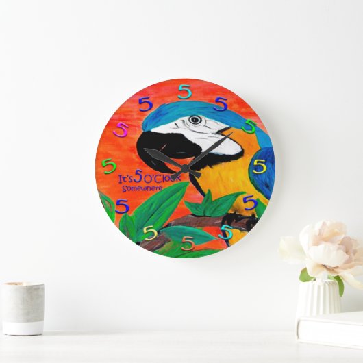5 Clock parrot walclock Grote Klok (Huis)