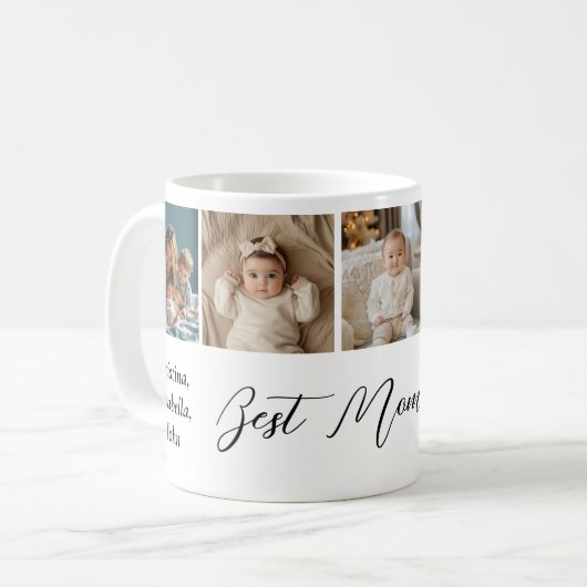 5 Collage Foto's Moederdag koffie mok (Voorkant links)