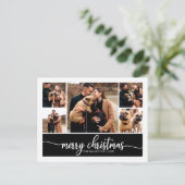 5 Collage Stylish Merry Christmas Black Briefkaart (Staand voorkant)