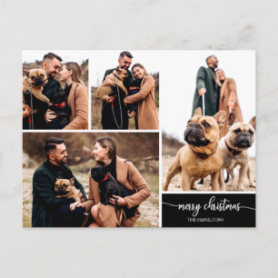 5 Collage Stylish Merry Christmas Black Briefkaart