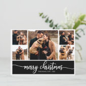 5 Collage Stylish Merry Christmas Black Kaart (Staand voorkant)