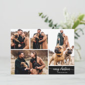 5 Collage Stylish Merry Christmas Black Kaart (Staand voorkant)