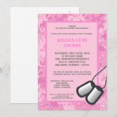 5 dagen per dag, 7 dagen per dag uitnodiging roze  (Voorkant / Achterkant)