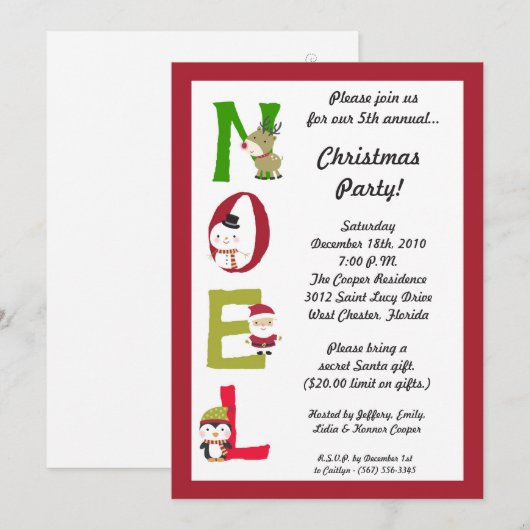 5 dagen per week7 NOEL Santa Snowman-kerstfeest Ui Kaart (Voorkant / Achterkant)