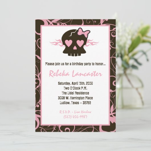 5 dagen per week7 uitnodiging van de Birthday - Pu (Staand voorkant)