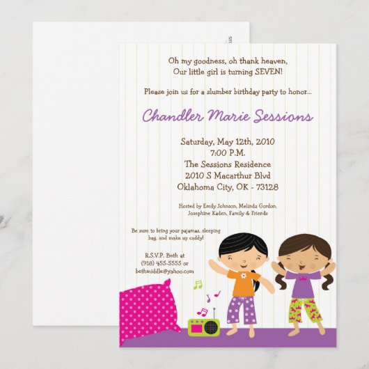 5 dagen per week 7 dagen 'Girl Slumber make up Bir Kaart (Voorkant / Achterkant)