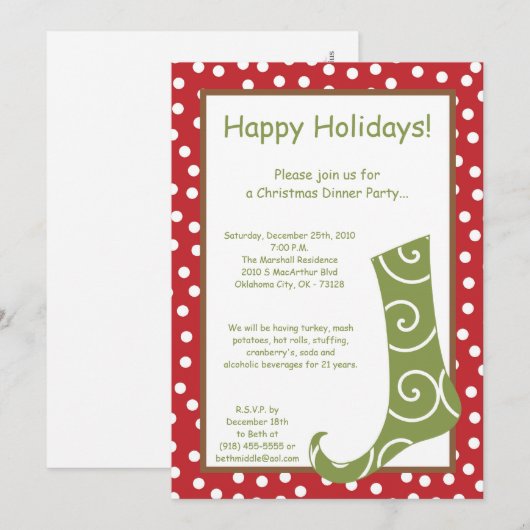 5 dagen per week 7 dagen 'Red Green Stocking kerst Kaart (Voorkant / Achterkant)