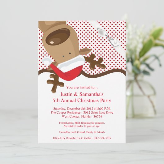 5 dagen per week 7 kerst - Uitnodiging voor Kerstm (Staand voorkant)