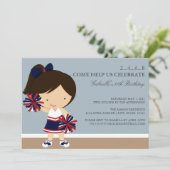 5 dagen per week 7 zeemacht/Rode Cheerleader Birth Kaart (Staand voorkant)