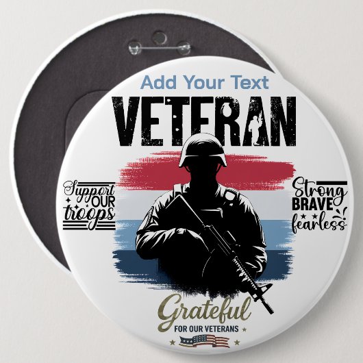#5 Dankbaar voor onze Veteranen Ronde Button 6,0 Cm (Voorkant /achterkant)