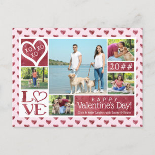 5 de Harten Valentijn van de Waterverf van de Wijn Feestdagenkaart